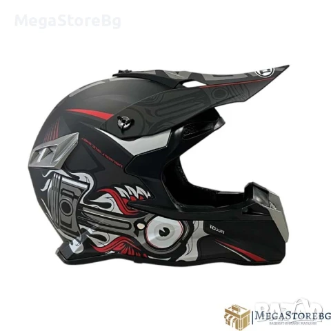 Кросова каска 188 - размер XL - Matt Black/Grey Red