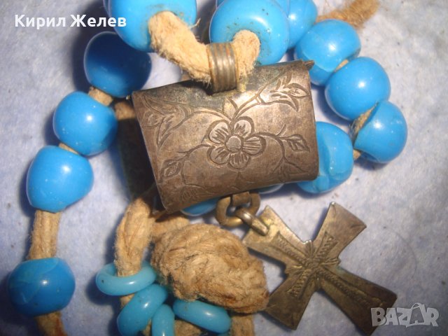 УНИКАЛНО РЯДКА СТАРИННА ХРИСТИЯНСКА БРОЕНИЦА ЦВЕТНО СТЪКЛО САЧАН БРОНЗ - РЪЧНО ОРНАМЕНТИРАНИ 27865, снимка 16 - Антикварни и старинни предмети - 37115989