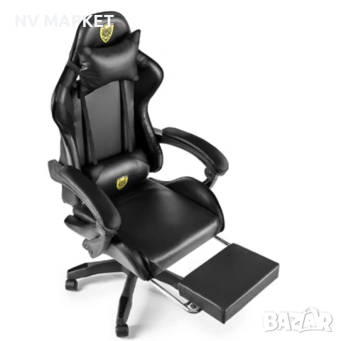 Ергономичен геймърски стол с поставка за крака, масажна функция,2 възглавници-шийна и лумбална 89.90, снимка 7 - Столове - 53167340