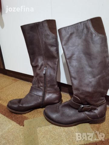 Маркови Кафяви ботуши естествена кожа ниска подметка, марка Reaction kenneth cole, снимка 3 - Дамски ботуши - 42527089