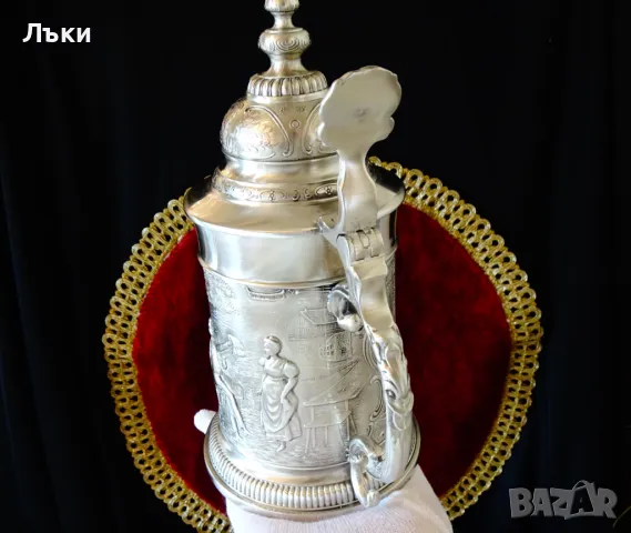 Халба от калай Lindenwirtin,семейство,калаена сватба. , снимка 5 - Антикварни и старинни предмети - 48546582