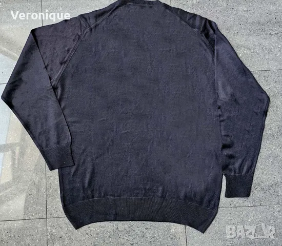 Стилен тъмносин мъжки пуловер KRIS, снимка 4 - Пуловери - 48383638
