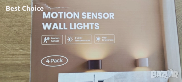 4 LED стенни лампи, безжични, презареждащ със сензор за движение и дистанционно., снимка 5 - Лампи за стена - 52908766