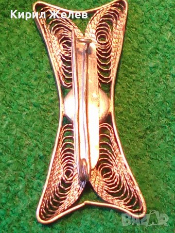 Стара тюркоазена филигранна СКЪПОЦЕННА АРТ БРОШКА СРЕБРО и НАТУРАЛЕН ТЮРКОАЗ МАЙСТОРСКО БИЖУ 25746, снимка 2 - Антикварни и старинни предмети - 35745665