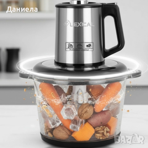 Електрически чопър Lexical LCH-1970 с неръждаем корпус и стъклена купа, снимка 2 - Чопъри и пасатори - 52930499