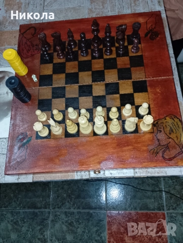Шах-табла48/48 с фигури,,Стаунтон" и пулове-рисувана, снимка 4 - Шах и табла - 43029726