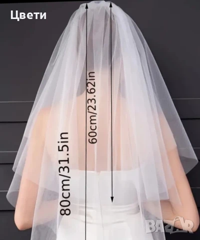 Бели сватбени воали и малка дамска чанта, снимка 6 - Сватбени аксесоари - 50552408