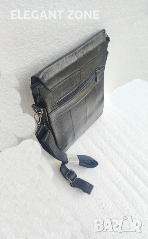 Мъжка кожена чанта с капак, снимка 4 - Чанти - 38965277