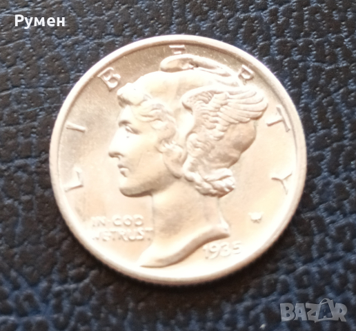 One Dime USA 1935 г.Сребро!, снимка 3 - Нумизматика и бонистика - 44790436