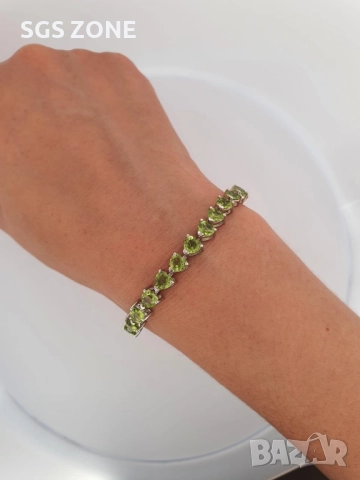 СРЕБЪРНА ГРИВНА С ТОПАЗ ИЛИ ПЕРИДОТ С ТАЙЛАНД 925, снимка 4 - Гривни - 52367679