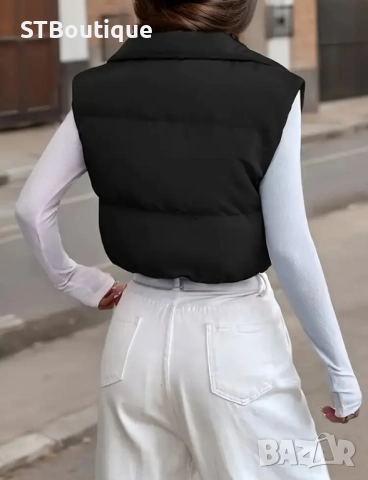 🧥 Дамски ежедневен зимен, къс Елек – STBoutique 🧥, снимка 3 - Елеци - 52331935