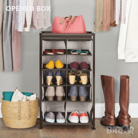 Поставка за обувки mDesign - 10 отделения - тъмнокафяв, снимка 4 - Други - 34894438