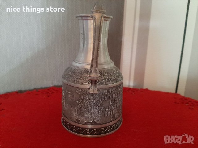 Старинна кана за вино никел Нито капка в чашата, снимка 5 - Антикварни и старинни предмети - 38536124