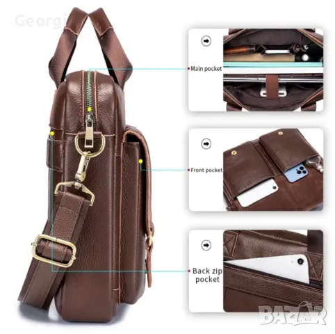 Луксозна Бизнес Чанта (куфарче за лаптоп 15”) Естествена кожа в Промоция!!, снимка 4 - Чанти - 49326371