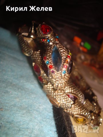 ЗМИЕВИДНО БРОНЗОВО КОЛИЕ с ФАСЕТИРАНИ ЦВЕТНИ КРИСТАЛИ КАМЪНИ НЕО-ГОТИК ВИНТИДЖ БИЖУ ОГЪРЛИЦА 27110, снимка 17 - Колиета, медальони, синджири - 35100762