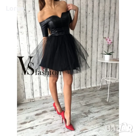 Ново!*VS fashion*Рокля кожа и воал, снимка 3 - Рокли - 52509181