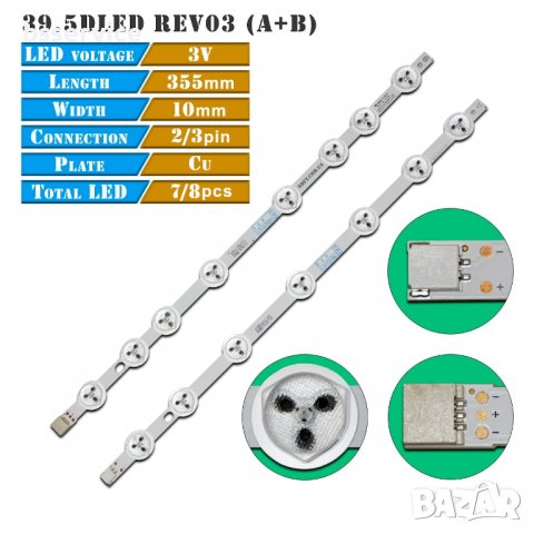 LED КОМПЛЕКТ 39/40 ИНЧА ОРИГИНАЛНИ ЗАМЕСТИТЕЛИ '' VES395UNDC-2D-N01, снимка 2 - Части и Платки - 39164849