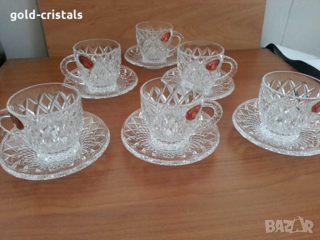 Кристални чаши за кафе чай Бохемия чехословакия