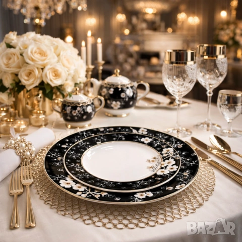 Комплект за хранене за съдомиялна машина от костен порцелан, снимка 4 - Сервизи - 28276031