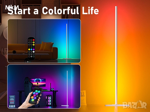 Две LED ъглови лампи с приложение и дистанционно, синхрон с музика, снимка 7 - Лед осветление - 52449292