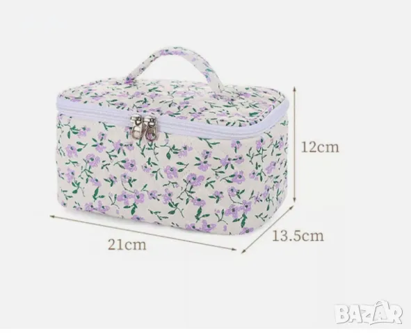 Флорална чанта за гримове, снимка 9 - Чанти - 49003399