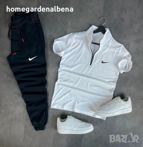 Мъжки комплект Nike – Поло тениска + Панталон! 👕👖🖤