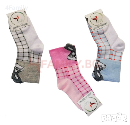 Детски чорапи Зайче, 3 броя, снимка 2 - Чорапи - 44716175