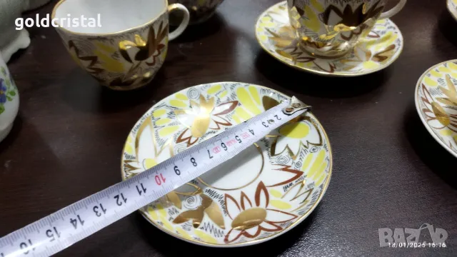 стар руски порцелан чаши за кафе чайник заханица латиера залатая осень, снимка 5 - Антикварни и старинни предмети - 48734136