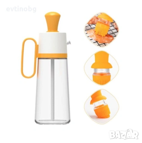 Бутилка с капкомер за олио, оцет и сосове заедно със  630 мл диспенсър за зехтин със силиконова четк, снимка 4 - Аксесоари за кухня - 54042482