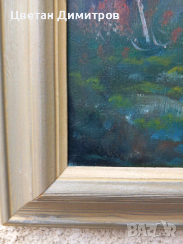 Стара авторска картина рисувана с маслени бои върху платно , снимка 5 - Картини - 44728509