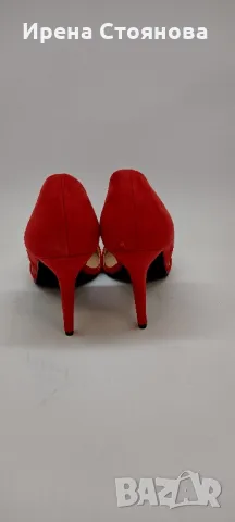 Дамски обувки на висок ток и чанта, червен велур., снимка 8 - Чанти - 49268528