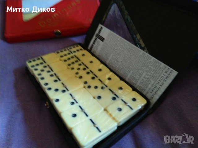 Домино марково ново 28 пула кожен калъф костни пулове 20х45мм, снимка 8 - Домино - 40000427