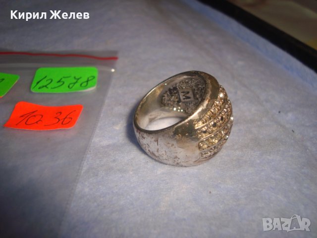 СТАР ПОСРЕБРЕН КРИСТАЛЕН ВИНТИДЖ АРТ ДАМСКИ ПРЪСТЕН 12578, снимка 2 - Пръстени - 37419421