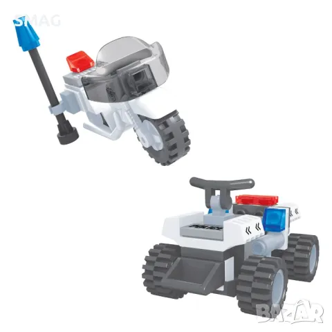 Комплект пластмасови части Конструктор полицейски мотор с фигурка (28 части) S_1149134, снимка 3 - Конструктори - 49266805