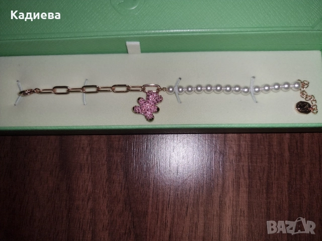 гривна Teddy розово злато с перли - Swarovski- 5669169, снимка 4 - Гривни - 52681894