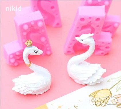 3D 2 части красив лебед женски силиконов молд форма за украса торта с фондан шоколад, снимка 2 - Форми - 42811283