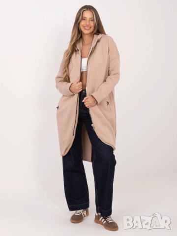 Дамски дълъг преходен суичър с качулка и цип Tina, 5цвята , снимка 6 - Суичъри - 52930895