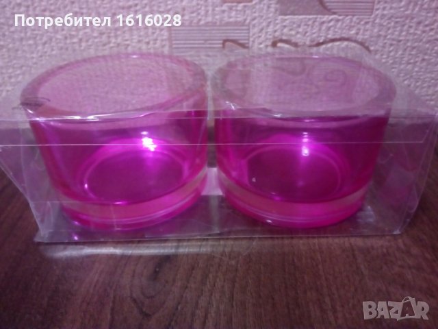 Нови стъклени цикламени купички за ядки или декорация със свещи., снимка 3 - Декорация за дома - 37207539