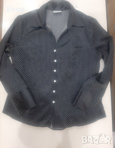 Черна сатенена риза-отлично състояние, снимка 1 - Ризи - 38766918