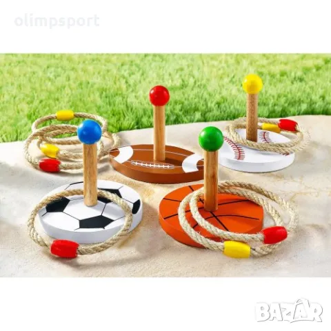 Игра за хвърляне на рингове / въженца в цел MAX. Съдържа 4 бази и 8 рингове / въженца. 