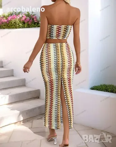 Секси лятна дамска рокля от две части с райета, 5цвята , снимка 7 - Рокли - 50340095