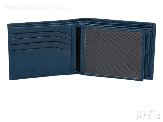 Син портфейл Friedrich от мека козя кожа с RFID NFC защита, снимка 7 - Портфейли, портмонета - 54318449