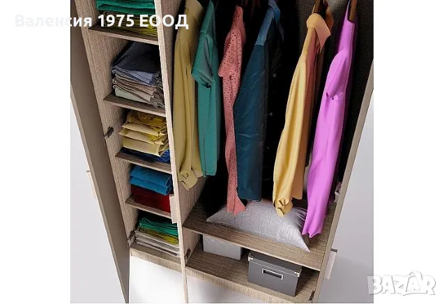 Трикрил гардероб Сити 1002 дъб артисан или комбинация мока/ лате, снимка 9 - Гардероби - 47351613