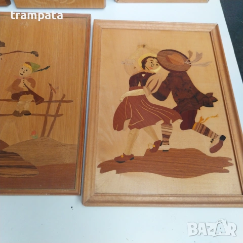 НАЙ ДОБРАТА ОФЕРТА Стари картини ,инкрустация ,дърво "Intarsien Bild", снимка 4 - Картини - 53009661