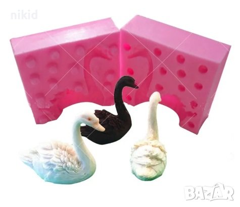 3D 2 части нежен лебед силиконов молд форма за украса торта с фондан, снимка 2 - Форми - 42667491