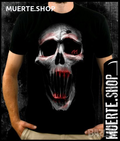 Черна тениска с щампа SCREAMING SKULL