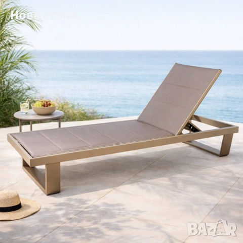 Градински шезлонг алуминий – регулируем, 197×62×33 см