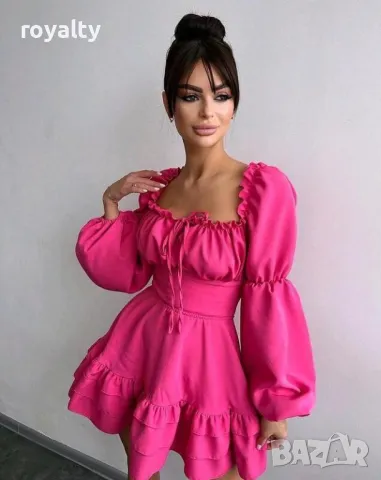 Цикламена ефектна рокля , снимка 2 - Рокли - 49726404