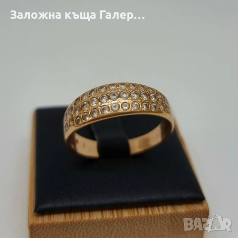 Стилен златен пръстен с фианити – 585, 4,36г, снимка 2 - Пръстени - 54215948