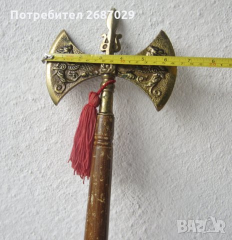 Двойна бойна брадва с релефни дракони Месинг бронз, снимка 3 - Други ценни предмети - 29741799
